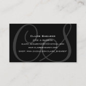Schwarze Initialen-Visitenkarte Visitenkarte (Rückseite)