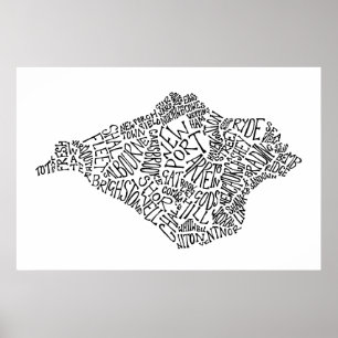 Schwarze Insel des Wight-Textabbildungs-Plakats Poster