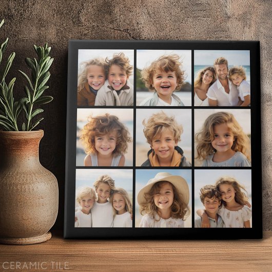 Schwarze Instagram-FotoCollage mit 9 quadratischen Fliese