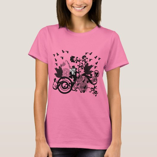 Schwarze irische Wirbel und Kobolde T-Shirt (Vorderseite)