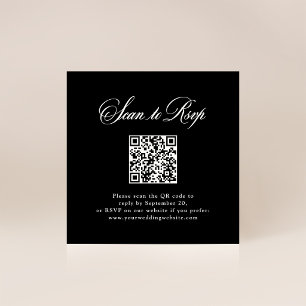 Schwarze italienische Eleganz   RSVP mit QR-Code Begleitkarte