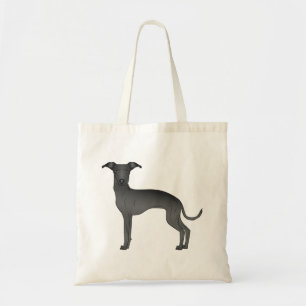 Schwarze italienische Windhund-Comic-Hund-Illustra Tragetasche