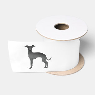 Schwarze Italienische Windhund Comic-Hunde-Illustr Satinband