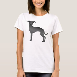 Schwarze italienische Windhund-Hunde-Cartoon-Illus T-Shirt