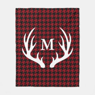 Schwarze Jagdhund-Zahn-weiße Rotwild-Geweihe Fleecedecke