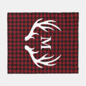 Schwarze Jagdhund-Zahn-weiße Rotwild-Geweihe Fleecedecke (Vorderseite (Horizontal))