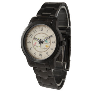 Schwarze Jubiläums-Armbanduhr - Fettes Vintage-Zif Armbanduhr