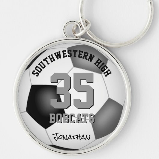 Schwarze Jungen Mädchen Jersey Nummer Name Fußball Schlüsselanhänger (Vorne)