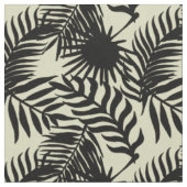 Schwarze Jungle Palme Blätter auf Beige Stoff (Nahaufnahme)