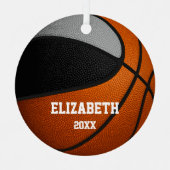 Schwarze Jungs mit grauen Mädchen halten Basketbal Ornament Aus Metall (Vorderseite)