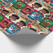 Schwarze Jungs und kitschige Weihnachts-Pullover-P Geschenkpapier (Ecke)