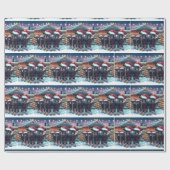 Schwarze Kälber mit Weihnachtsmannmützen von Weihn Geschenkpapier (Flach)