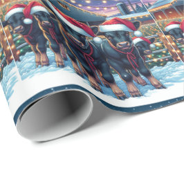 Schwarze Kälber mit Weihnachtsmannmützen von Weihn Geschenkpapier