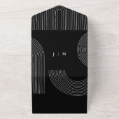 Schwarze Kalligrafie Einfache Hochzeitgeometrie All In One Einladung (Außenbereich)