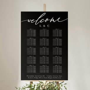 Schwarze Kalligrafie Hochzeitsstichtabelle Poster
