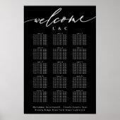 Schwarze Kalligrafie Hochzeitsstichtabelle Poster (Vorne)