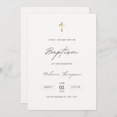 Schwarze Kalligrafie Minimalistische Taufe Einladu Einladung (Vorne/Hinten)