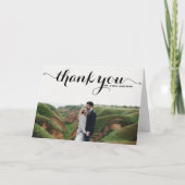 Schwarze Kalligrafie Modernes Foto Hochzeit Dankeskarte (Vorderseite)