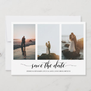 Schwarze Kalligrafie Save the Date mit FotoCollage