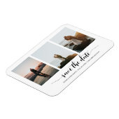 Schwarze Kalligrafie Save the Date mit FotoCollage Magnet (Linke Seite)