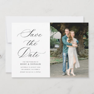 Schwarze Kalligrafie-Schrift Hochzeit Termin vorme Save The Date