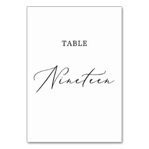 Schwarze Kalligrafie-Tabelle neunzehn Tischnummer