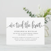 Schwarze Kalligrafie - wir tippten die Knotehe Einladung (Stehend Vorderseite)