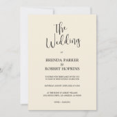 Schwarze Kalligraphie auf Beige Hochzeitseinladung Einladung (Vorderseite)