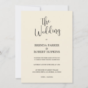 Schwarze Kalligraphie auf Beige Hochzeitseinladung Einladung