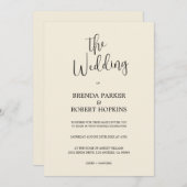 Schwarze Kalligraphie auf Beige Hochzeitseinladung Einladung (Vorne/Hinten)