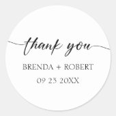 Schwarze Kalligraphie auf Weiß Danke Aufkleber (Vorderseite)