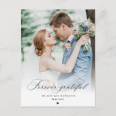 Schwarze Kalligraphie Hochzeit danke Foto Postkarte (Vorderseite)