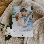 Schwarze Kalligraphie Hochzeit danke Foto Postkarte