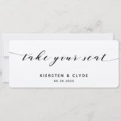 Schwarze Kalligraphie Hochzeit nehmen Sie Ihre Sit Einladung (Rückseite)