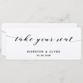 Schwarze Kalligraphie Hochzeit nehmen Sie Ihre Sit Einladung (Vorne/Hinten)