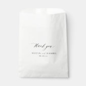 Schwarze Kalligraphie Skript danke Ihnen Hochzeit Geschenktütchen (Vorderseite)