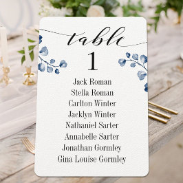 Schwarze kalligraphische Greenery Seating Chart Ca Einladung