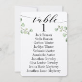 Schwarze kalligraphische Greenery Sitzkarte 10 Einladung (Rückseite)