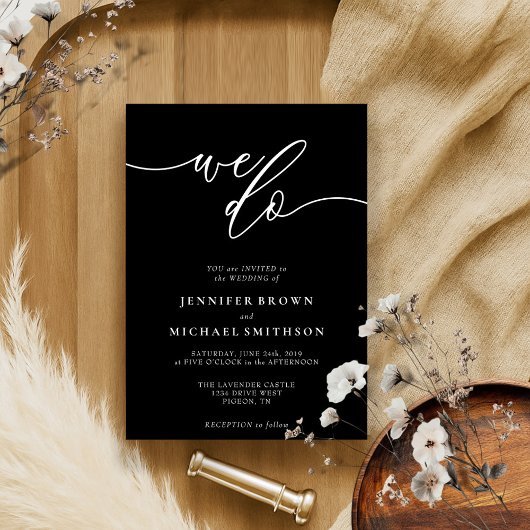 Schwarze kalligraphische Signatur, die wir auf Hoc Einladung