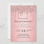 Schwarze, kalte Bronze, junge Dame Glitzer Einladung (Vorderseite)