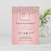 Schwarze, kalte Bronze, junge Dame Glitzer Einladung (Stehend Vorderseite)