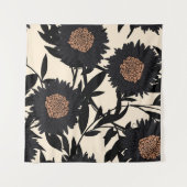 Schwarze Kamille, Gerbera: cremiger Hintergrund. Wandteppich (Vorderseite (Horizontal))