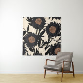 Schwarze Kamille, Gerbera: cremiger Hintergrund. Wandteppich (Beispiel (Horizontal))