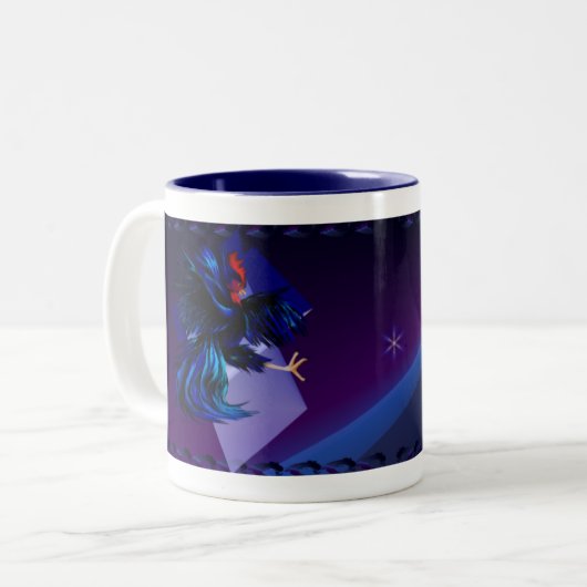 Schwarze kämpfende Hahn-Tasse Zweifarbige Tasse (Vorderseite Links)