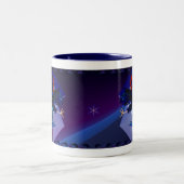 Schwarze kämpfende Hahn-Tasse Zweifarbige Tasse (Mittel)