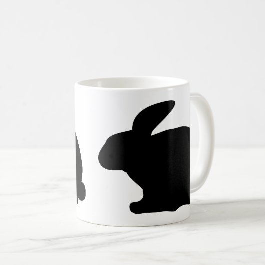 schwarze Kaninchenikone Kaffeetasse (VorderseiteRechts)