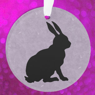 Schwarze Kaninchensilhouette Osterhase Ornament