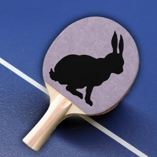 Schwarze Kaninchensilhouette Osterhase Tischtennis Schläger
