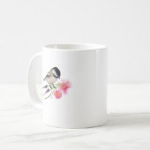 Schwarze Kappe Sweet Chickadee Wasserfarbenspiel Kaffeetasse (Vorderseite Links)