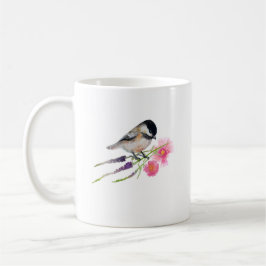 Schwarze Kappe Sweet Chickadee Wasserfarbenspiel Kaffeetasse